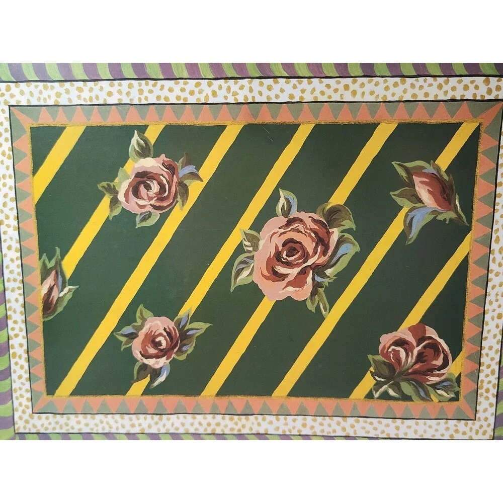 Set of 5 Mackenzie Childs Cork Placemats 3 Courtly Check Fish 2 Roses Floral